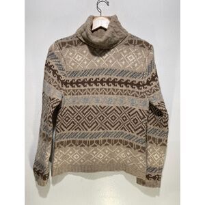 Newton Trading lambswool sweater classic Fair isle northern brown winter women M